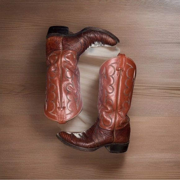 Size 8.5 B Tony Lama Brown Exotic Lizard Western Boots main image 8